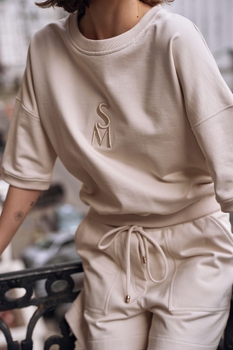  BLOOM latte elegancka BLUZA dresowa w kolorze jasnego beżu