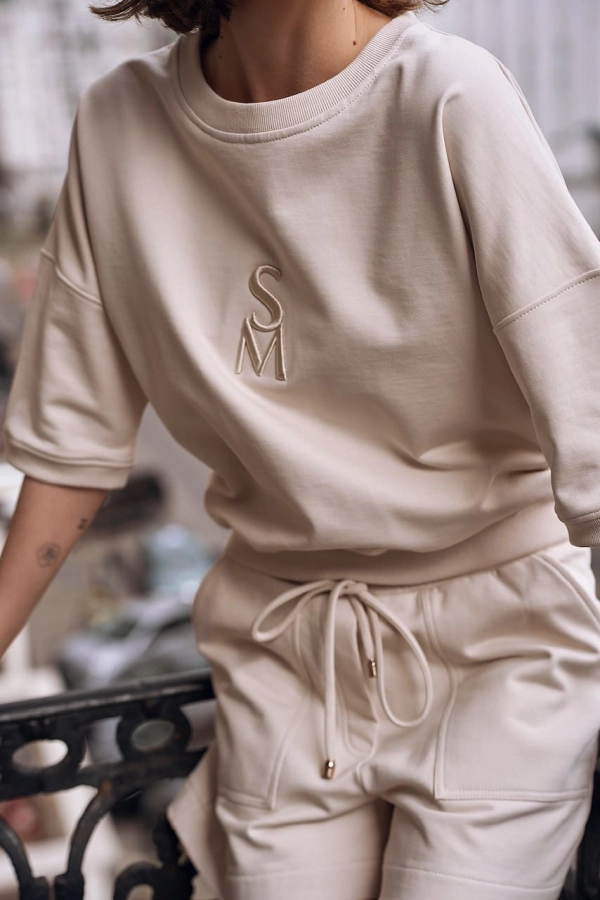  BLOOM latte elegancka BLUZA dresowa w kolorze jasnego beżu