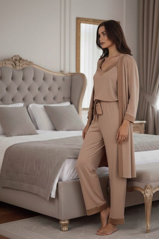 MORNING top spodnie i szlafrok beżowy.jpg