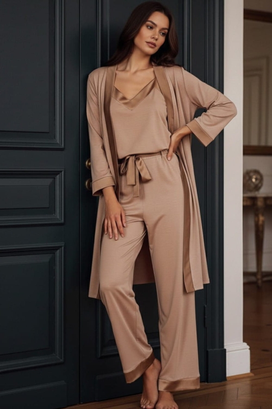 elegancka piżama damska z tencelu Morning beż.jpg