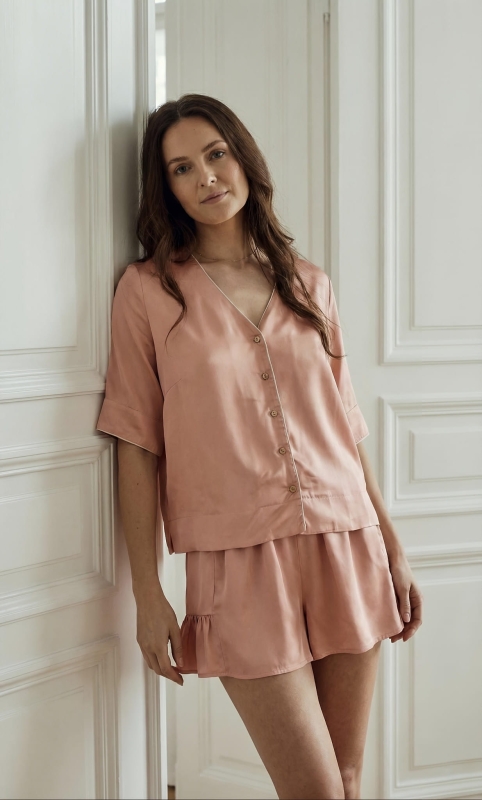 Dolce peach,komplet różowy koszula i szorty.jpg