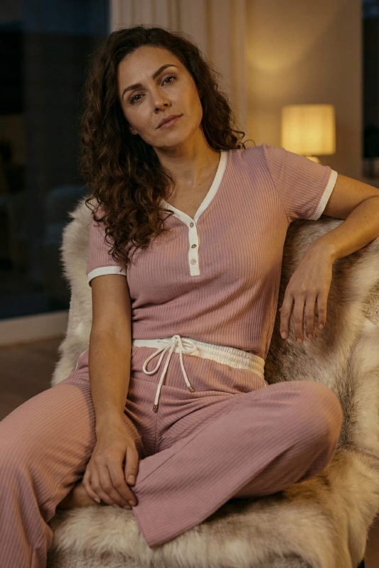 Bonjour Tencel t-shirt spodnie róż.jpg