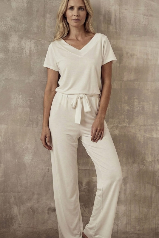 Morning ekri piżama dwuczęściowa,piżama dwuczęściowa z tencelu.jpg