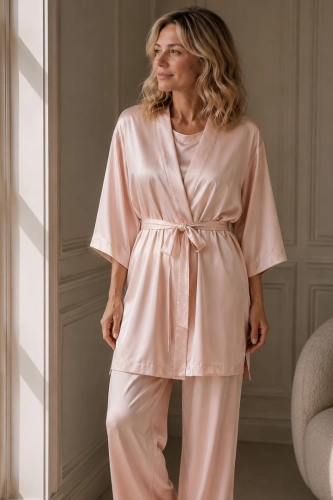  MOON PINK TENCEL krótki SZLAFROK kimono 