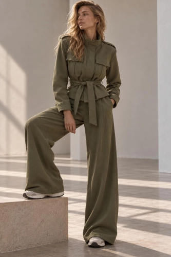 DUMBO OLIVE Komplet damski ŻAKIET + SPODNIE