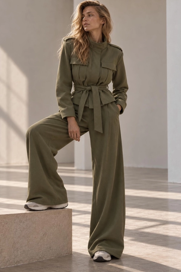 DUMBO OLIVE Komplet damski ŻAKIET + SPODNIE